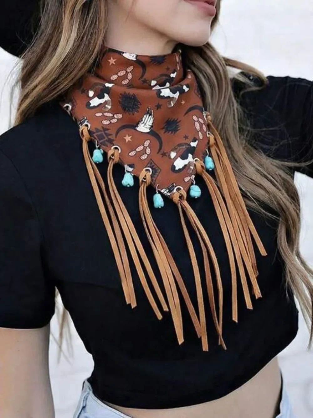 Western Tassel Bandana scarf S152